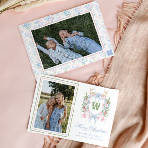 Cartes Pour Fêtes Annuelles Cimetière de Monogramme de Noël des papillons Prep