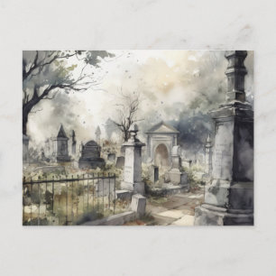 Cartes Pour Fêtes Annuelles Cimetière gris effrayant et magnifique pour Hallow