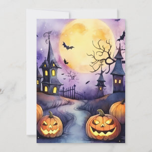 Cartes Pour Fêtes Annuelles Cimetière Lune de nuit d’Halloween Jack O’Lanterns
