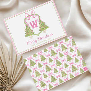 Cartes Pour Fêtes Annuelles Cimetière rose Arbre de Noël Monogramme Crest