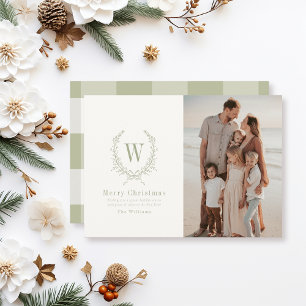 Cartes Pour Fêtes Annuelles Cimier botanique Monogramme Sage Photo de Noël