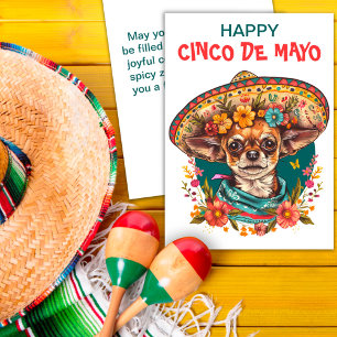 Cartes Pour Fêtes Annuelles Cinco de Mayo Chihuahua portant Sombrero & Serape