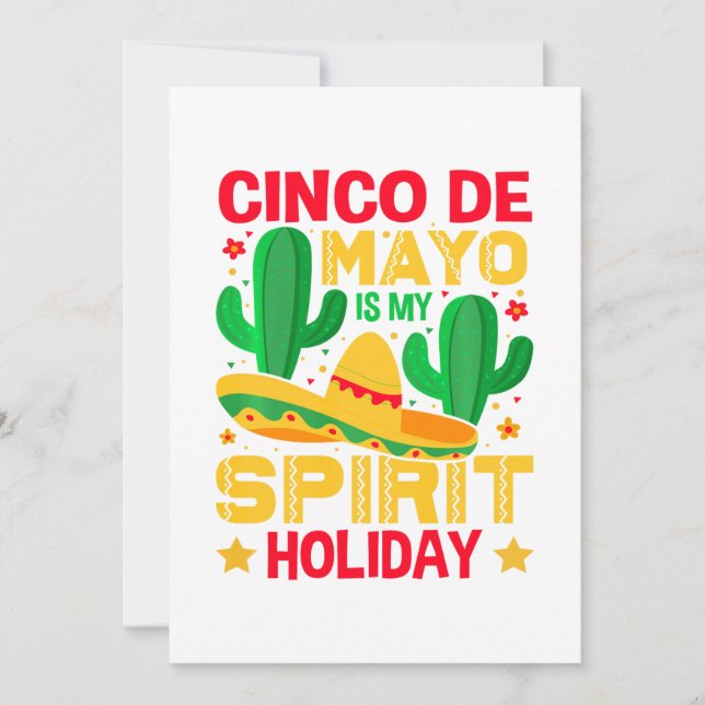 Cartes Pour Fêtes Annuelles Cinco De Mayo Est Mon Esprit Vacances (Devant)