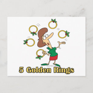 Cartes Pour Fêtes Annuelles cinq anneaux d'or 5e jour de noël