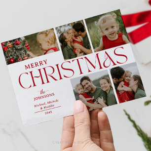 Cartes Pour Fêtes Annuelles Cinq Collage de Photos Famille Joyeux Noël Fêtes