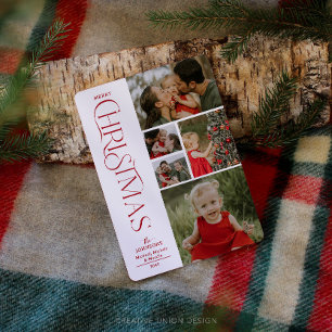 Cartes Pour Fêtes Annuelles Cinq Collage de Photos Famille Joyeux Noël Fêtes