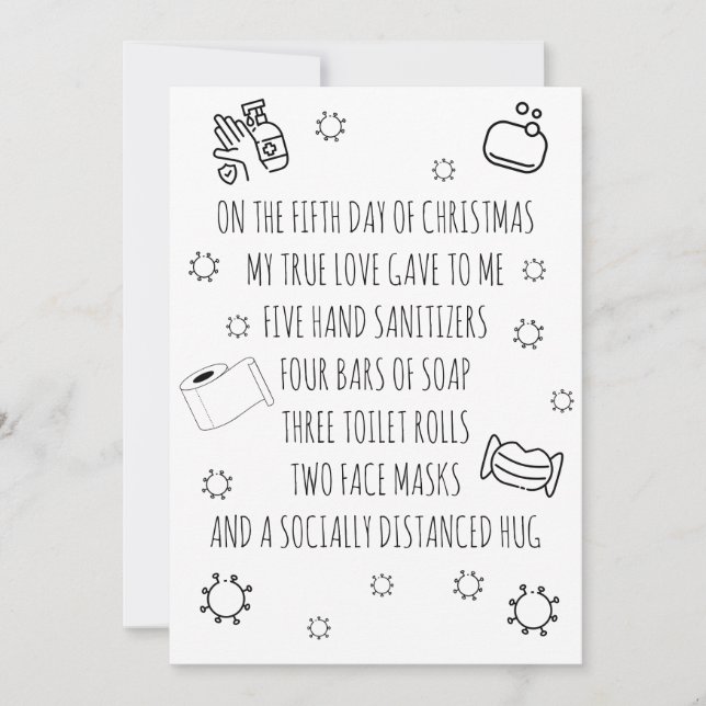 Cartes Pour Fêtes Annuelles Cinq Jours de Noël Covid Drôle (Devant)