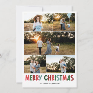 Cartes Pour Fêtes Annuelles Cinq photos modernes Joyeux Noël Design
