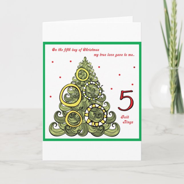 Cartes Pour Fêtes Annuelles Cinquième jour de Noël (Devant)