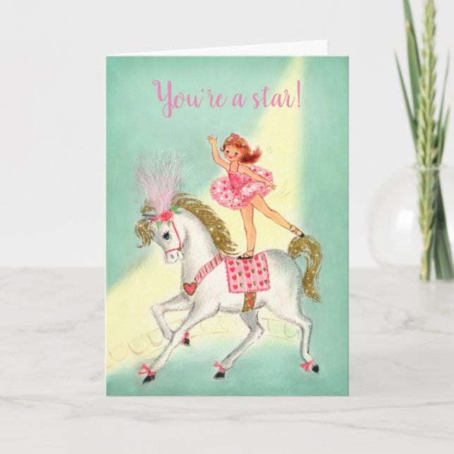 Cartes Pour Fêtes Annuelles Circus Acrobat sur Horse Valentine (Devant)