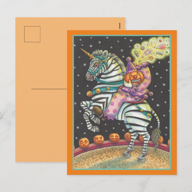Cartes Pour Fêtes Annuelles CIRCUS DE COURSE, Halloween ZEBRA (Devant / Derrière)