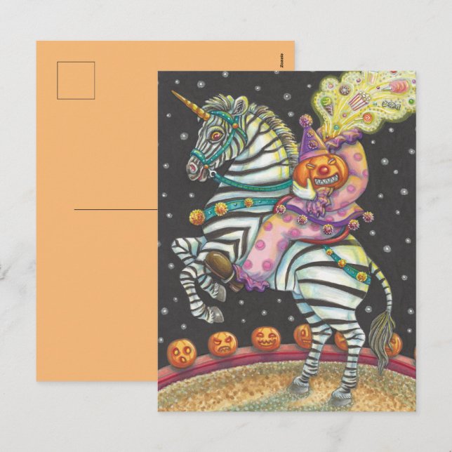 Cartes Pour Fêtes Annuelles CIRCUS DE COURSE, Halloween ZEBRA (Devant / Derrière)