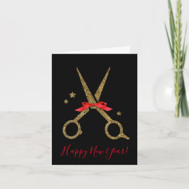Cartes Pour Fêtes Annuelles Ciseaux de parties scintillant d'or - Coiffeur sty