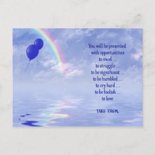 Cartes Pour Fêtes Annuelles Citation avec ballons bleus et arc-en-ciel