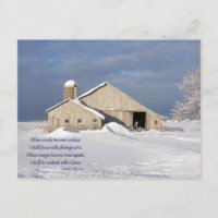 Citation avec vieille grange en hiver