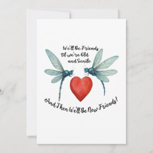 Cartes Pour Fêtes Annuelles Citation d'amitié libellules drôle BFF vieille sén