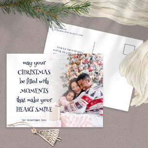 Cartes Pour Fêtes Annuelles Citation de fête Photo Overlay Marine Bleu Blanc