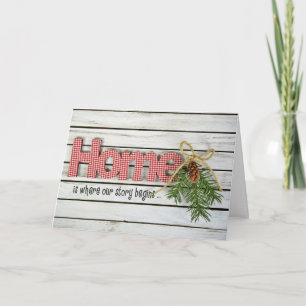 Cartes Pour Fêtes Annuelles Citation de Noël pin et maison