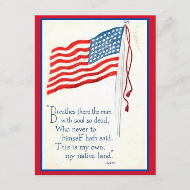 Cartes Pour Fêtes Annuelles Citation du drapeau patriotique américain (Devant)