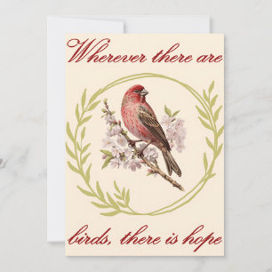 Cartes Pour Fêtes Annuelles Citation Inspirationnelle d'Oiseaux, couronne de f