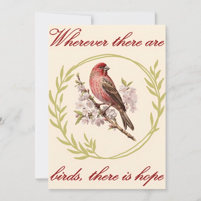 Cartes Pour Fêtes Annuelles Citation Inspirationnelle d'Oiseaux, couronne de f (Devant)