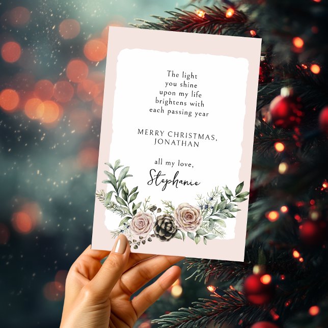 Cartes Pour Fêtes Annuelles Citation Motivationnelle Rose de Noël (Christmas Roses Motivational Quote Holiday Card-2)