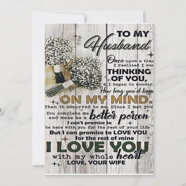 Cartes Pour Fêtes Annuelles Citations D'Amour À Mon Mari, Cadeau Branché (Devant)