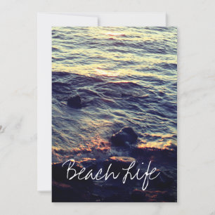 Cartes Pour Fêtes Annuelles Citations de la vie de plage Vagues Océan Coucher 