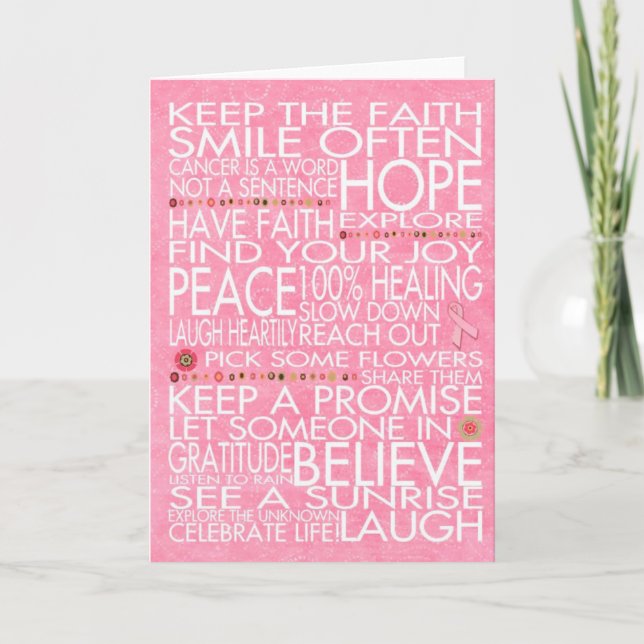 Cartes Pour Fêtes Annuelles Citations et cadeaux d'amour de cancer du sein (Devant)