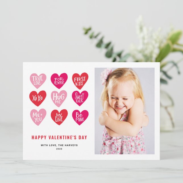 Cartes Pour Fêtes Annuelles Citations roses mignonnes sur Hearts Saint Valenti (Debout devant)