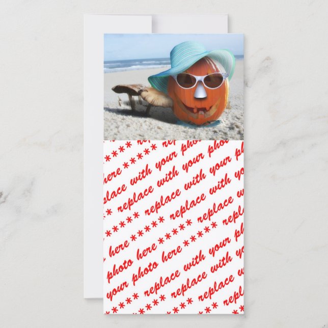 Cartes Pour Fêtes Annuelles Citrouille À La Plage (Devant)
