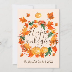 Cartes Pour Fêtes Annuelles Citrouille automne automne feuilles bon thanksgivi
