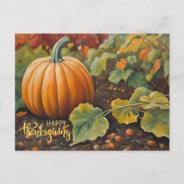 Cartes Pour Fêtes Annuelles Citrouille bon thanksgiving dans le jardin (Devant)