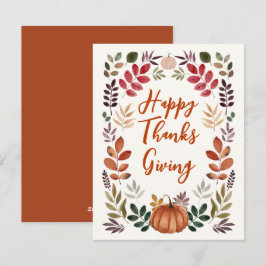Cartes Pour Fêtes Annuelles Citrouille bon thanksgiving et feuilles d'automne