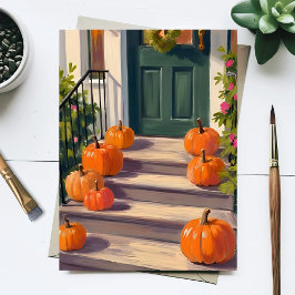 Cartes Pour Fêtes Annuelles Citrouille d'automne | Automne Thanksgiving Peint
