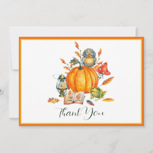 Cartes Pour Fêtes Annuelles Citrouille d'automne hibou et grenouille