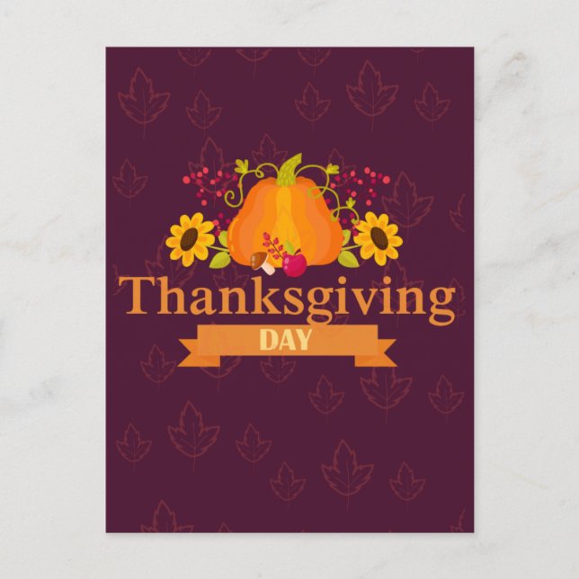 Cartes Pour Fêtes Annuelles Citrouille de jour de bon thanksgiving avec fleurs (Devant)