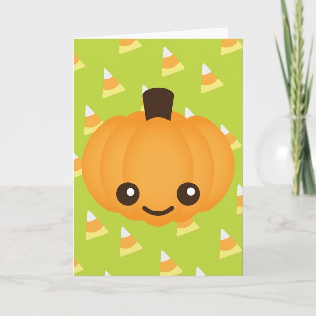 Cartes Pour Fêtes Annuelles Citrouille de Kawaii (Devant)