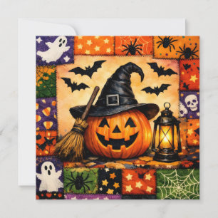 Cartes Pour Fêtes Annuelles Citrouille d'Halloween avec lanterne et patchwork