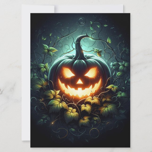 Cartes Pour Fêtes Annuelles Citrouille d'Halloween lumineuse de nature effraya (Devant)