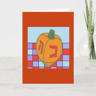 Cartes Pour Fêtes Annuelles Citrouille Dreidel (carte de thanksgiving et de