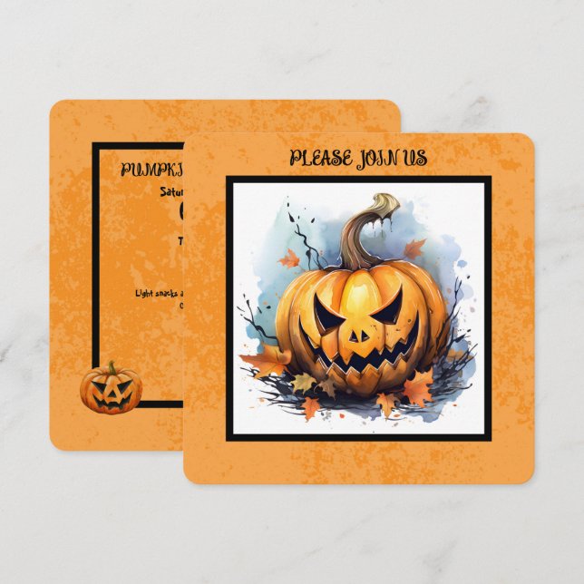 CARTES POUR FÊTES ANNUELLES CITROUILLE DU CONCOURS CARVING (Devant / Derrière)