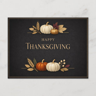 Cartes Pour Fêtes Annuelles Citrouille élégante noire et dorée de Thanksgiving