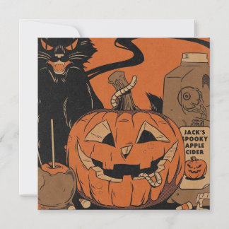 Cartes Pour Fêtes Annuelles Citrouille épouvantable d'Halloween vintage