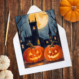 Cartes Pour Fêtes Annuelles Citrouille Épouvantable | Halloween Peinture Sombr