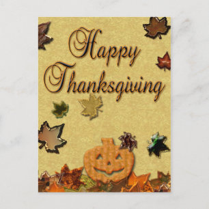 Cartes Pour Fêtes Annuelles Citrouille et Feuilles de Thanksgiving
