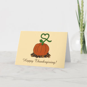 Cartes Pour Fêtes Annuelles Citrouille orange bon thanksgiving avec coeur