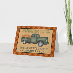 Cartes Pour Fêtes Annuelles Citrouille Patch Farm Rustic Automne Plaid Camion 