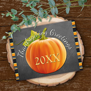 Cartes Pour Fêtes Annuelles Citrouille personnalisé Orange Green Stripes Motif