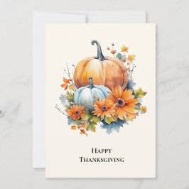 Cartes Pour Fêtes Annuelles Citrouilles d'automne avec fleurs Thanksgiving